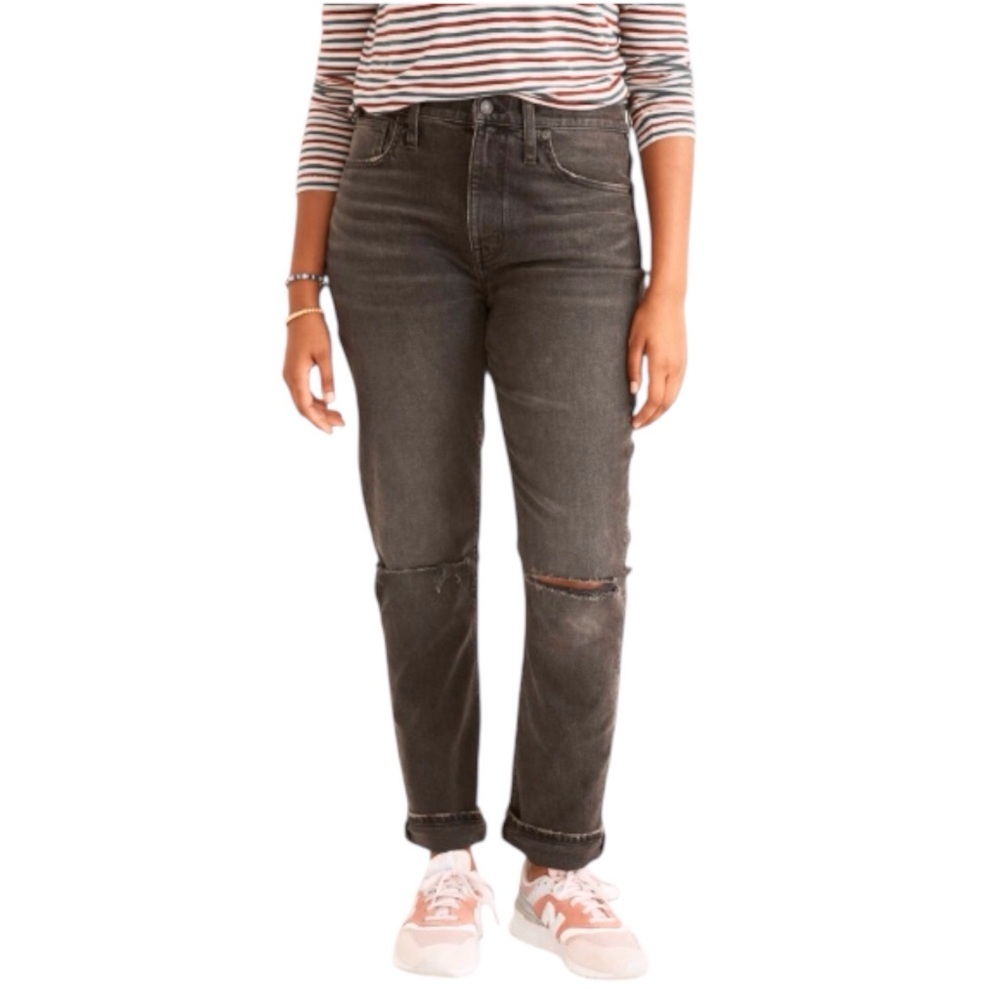 Madewell 27P High-Rise Slim Boyfriend Jeans Women’s Gray Distressed NB096